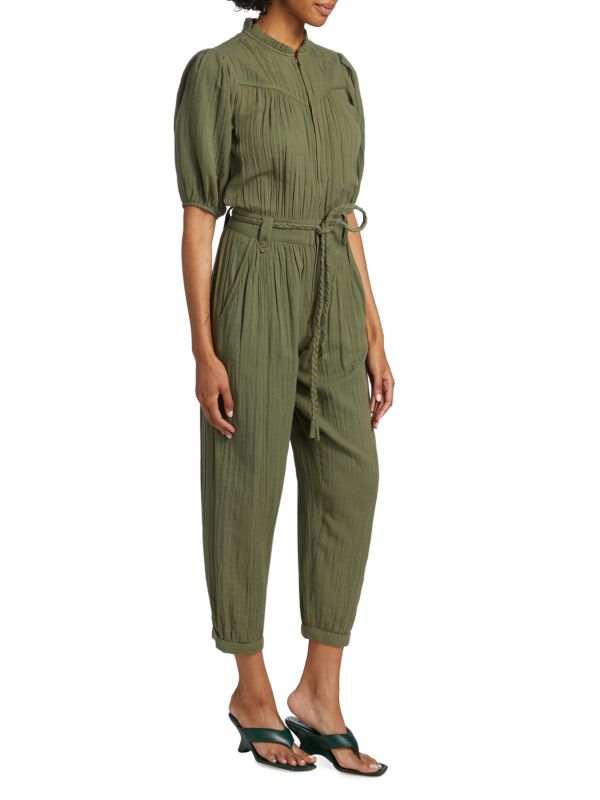 Joie Loomis Belted Cotton Crop Jumpsuit